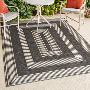 Argo Classic Nautical Mitre Stripe Reversible Machine-Washable Indoor/Outdoor Area Rug
